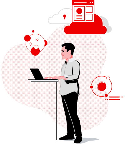 Illustration of a man with a laptop